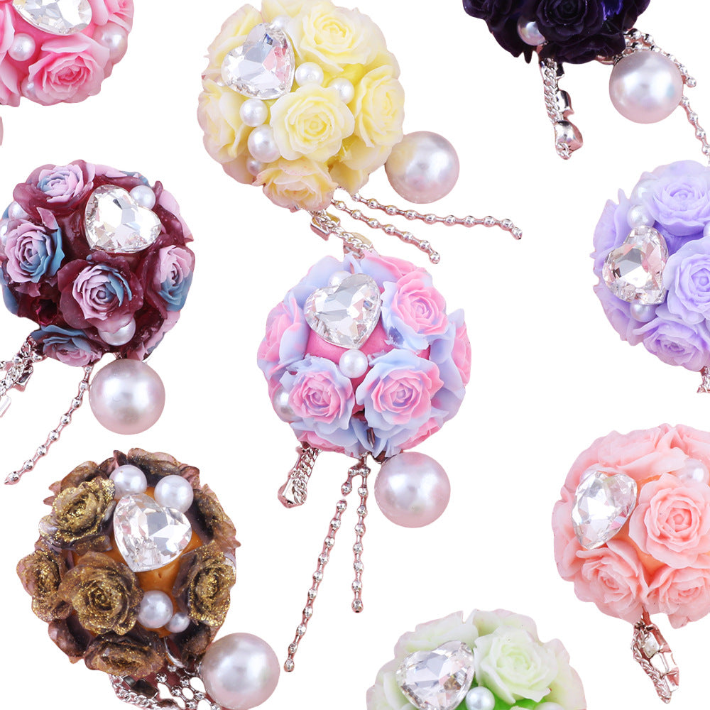 Flower Cluster Round Clay Beads 22mm Tassel Rose Gem 5pcs 5