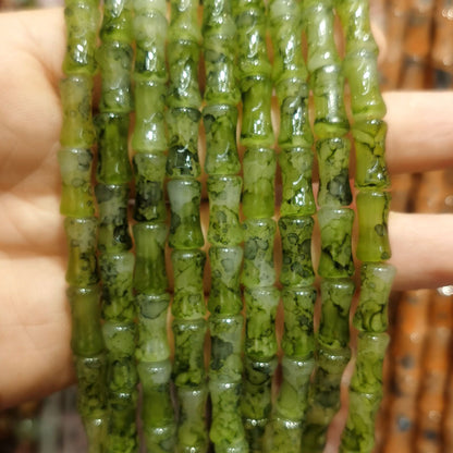 Transparent Bamboo Shape Glass Beads 6x12mm Glossy Finish 5 Strands 27