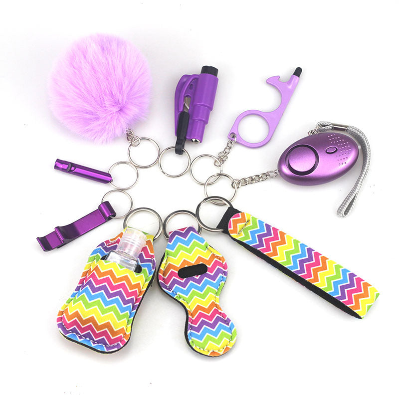 Self Defense Alarm Pompom Keychain Outdoor Safety 10 Pack 45