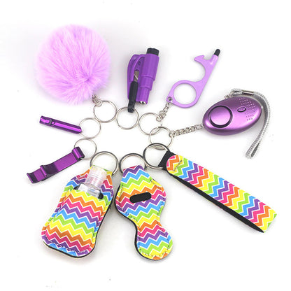 Self Defense Alarm Pompom Keychain Outdoor Safety 10 Pack 45