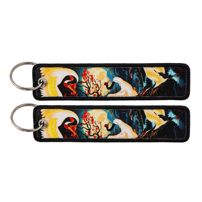 Double Sided Ukiyo Fabric Lanyard Keychain Japanese Motif 2pcs 22