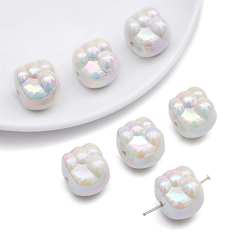 Glossy Fist Acrylic Beads 16mm Pastel Iridescent 16pcs 6