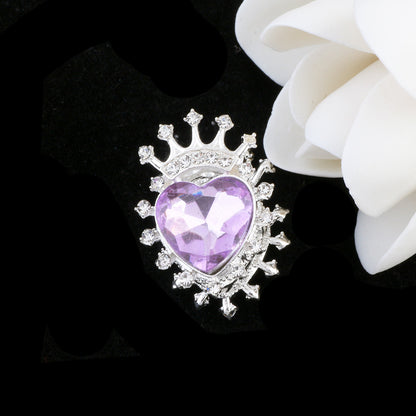 Heart Crown Rhinestone Beads Fancy Faceted Circle Badge 10pcs 17