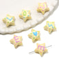 Hand Painted Star Acrylic Beads 19x12mm Pastel Letter 2pcs 9