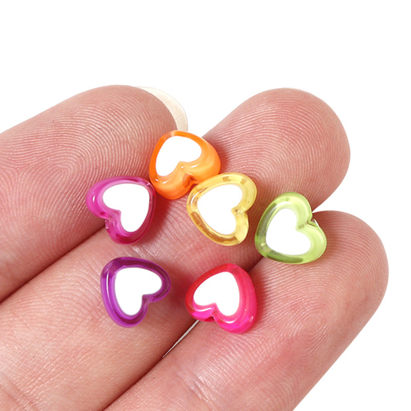 Color Heart Acrylic Beads 8-10mm Mixed Shapes and Colors 100pcs 4
