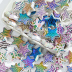 Plating Leopard Star Acrylic Beads 23mm Punk Style 10pcs