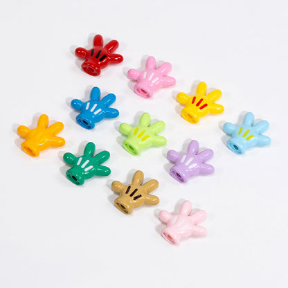 Colorful Mickey Gloves Acrylic Beads 18mm 20pcs 3