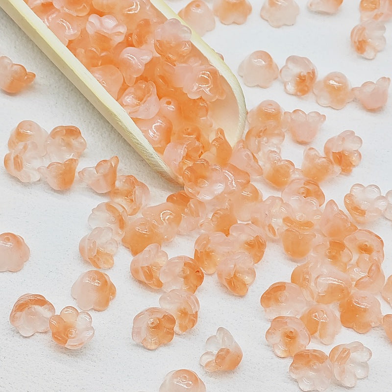 Campanula Flower Glass Beads 7x12mm Frosted Glossy Pastel 50pcs 26