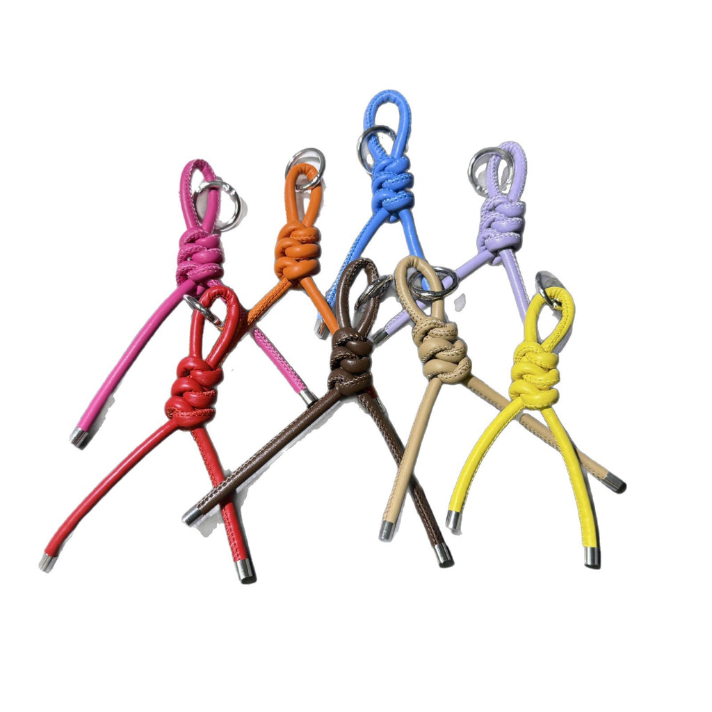 Braided PU Leather Keychain Knot Design Colorful 15cm 3pcs 5
