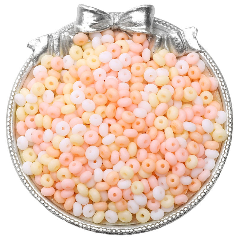 Frosted Abacus Glass Beads 3x6mm Pastel Matte Finish 70pcs 26