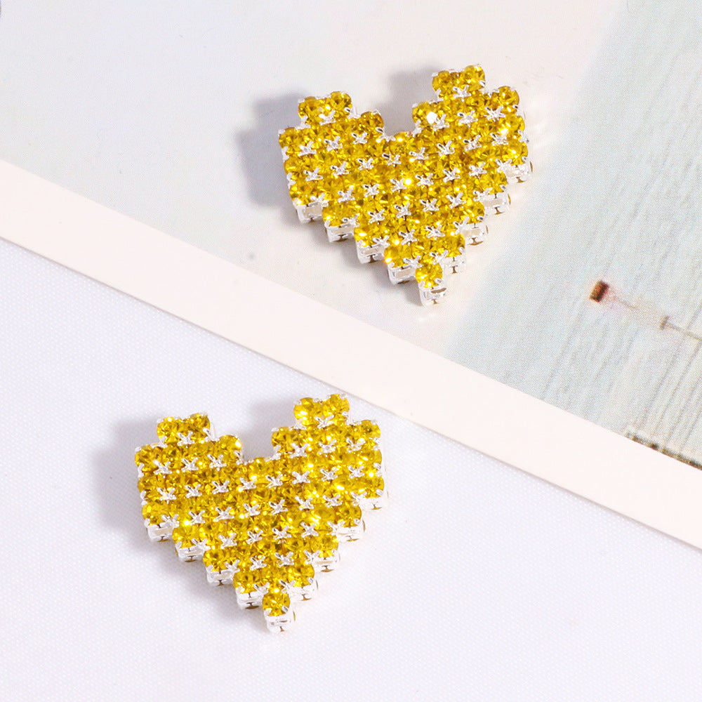 Double-Sided Heart Rhinestone Beads 19mm Full Color Alloy 6pcs 8