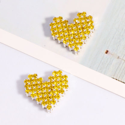 Double-Sided Heart Rhinestone Beads 19mm Full Color Alloy 6pcs 8