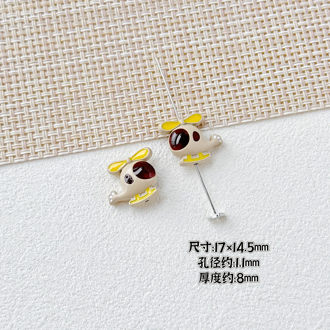 Helicopter and Satellite Metal Beads 17mm Painted Pastel Alloy 10pcs 12