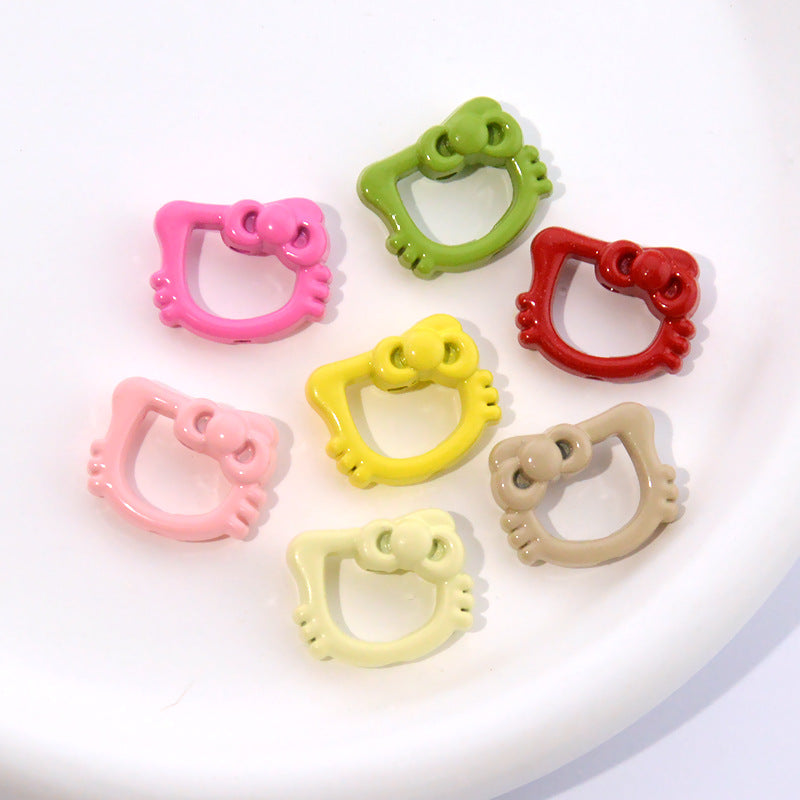 Hollow Kitty Metal Beads 16mm Painted Plating Alloy 20pcs 2