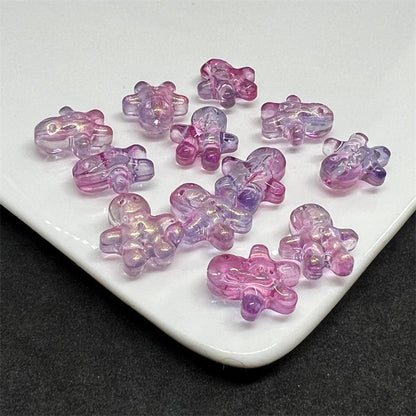 Frosted Gingerbread Man Glass Beads 14x15mm Colorful 100pcs 14