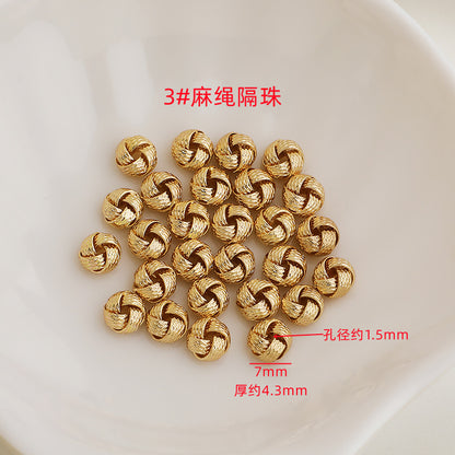 Brass Rope-Shaped Spacer Beads Coarse Texture 20pcs 8