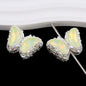 Butterfly Rhinestone Beads 28mm Colorful Silver Alloy 10pcs 14