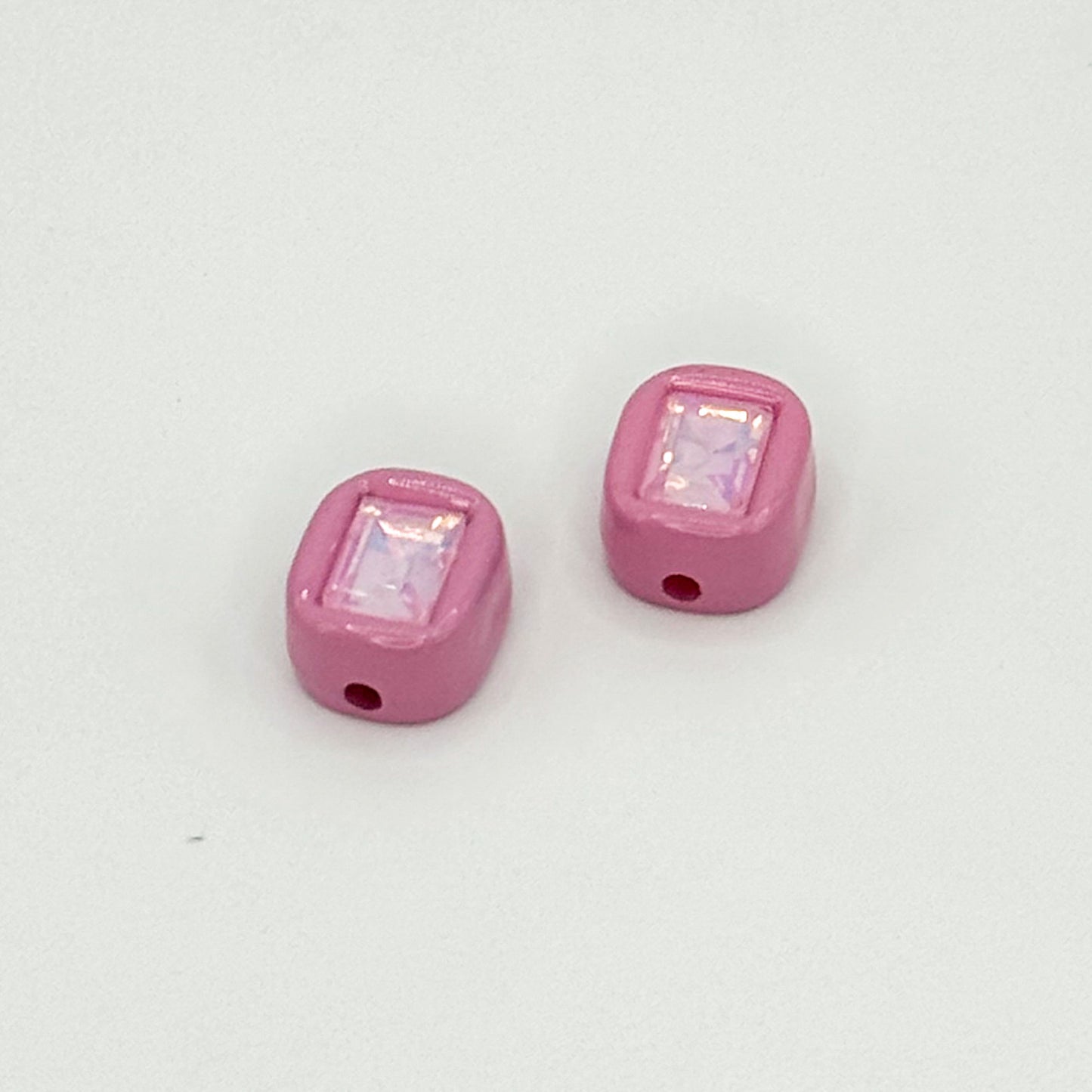 Painted Square Acrylic Beads 14mm Diamond Faceted Mixed Colors 10pcs 15