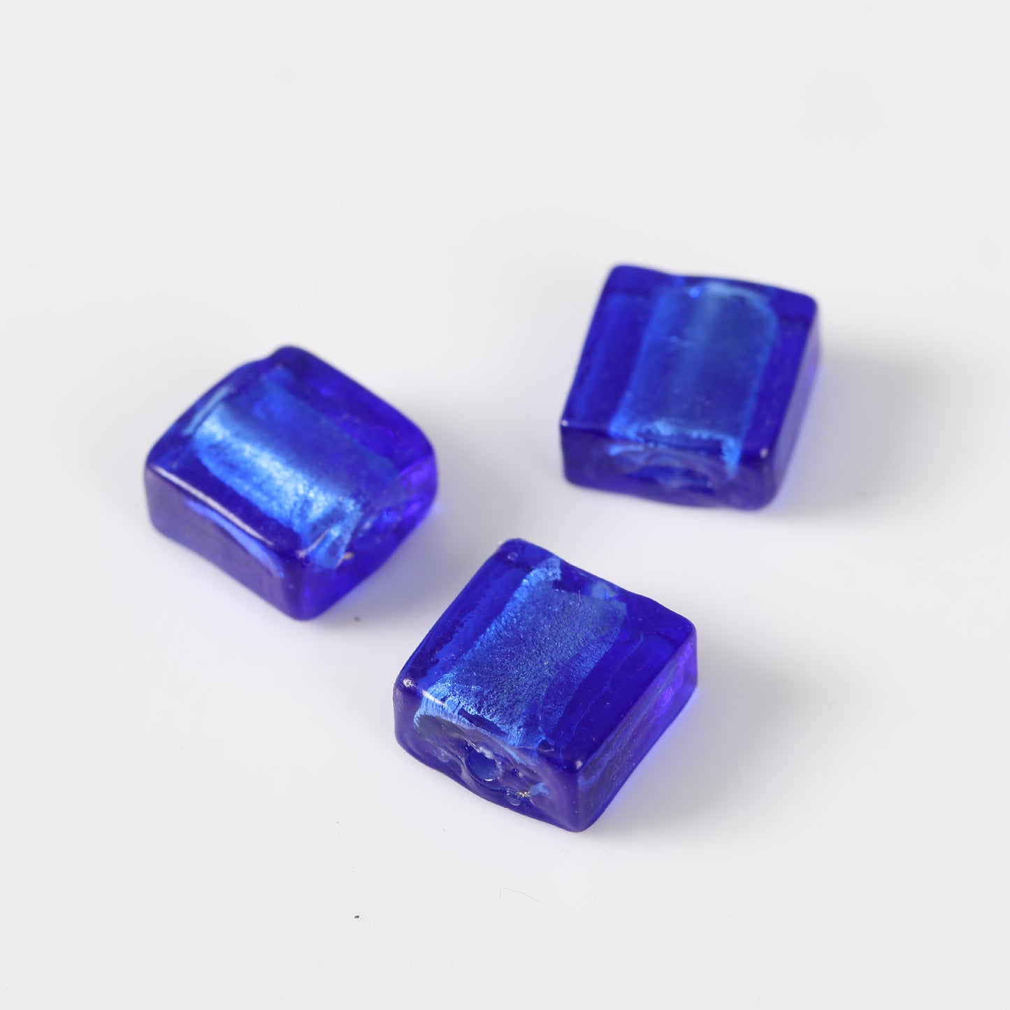 Vintage Transparent Lampwork Square Glass Beads 12mm 20pcs 13