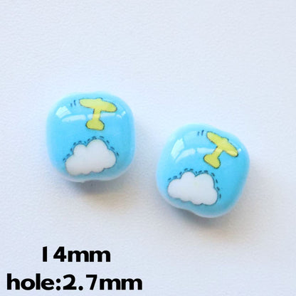 Doraemo Series Acrylic Square Beads 13mm Light Blue White 20pcs 8