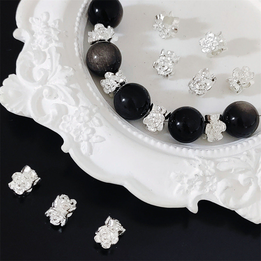 Alloy Rose Spacer Beads 8mm Tibetan Style 100pcs 2