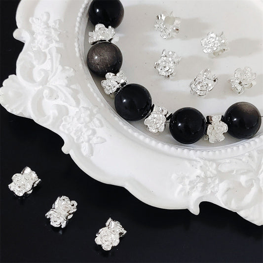 Alloy Rose Spacer Beads 8mm Tibetan Style 100pcs 2