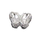 Butterfly Rhinestone Beads 28mm Colorful Silver Alloy 10pcs 5