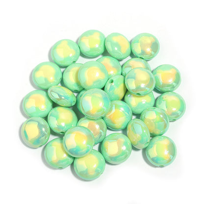 Two-Color Flat Round Bear Printed Acrylic Beads 18mm 10pcs 8