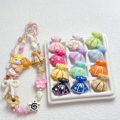 Painted Dress Acrylic Beads 26mm Colorful Assorted 5pcs
