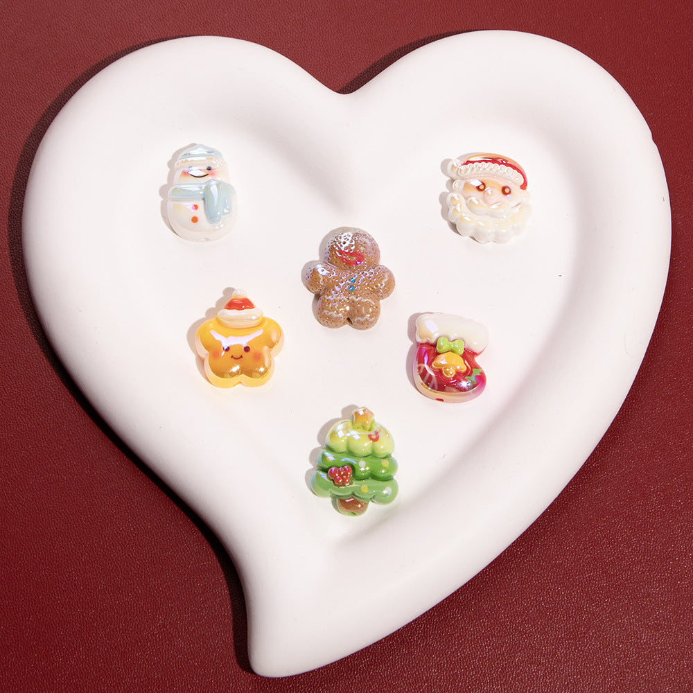 Electroplating Christmas Series Resin Beads Festive Holiday Design 20pcs 2