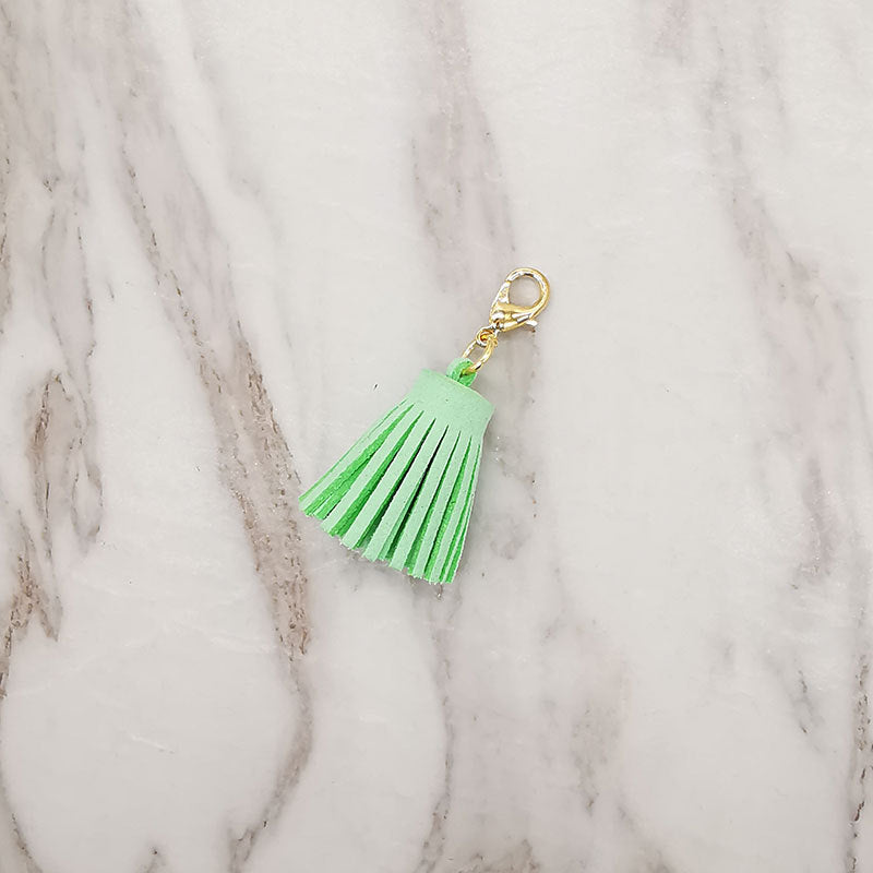 Mini Chunky Tassel Keychain PU Leather with Metal Clasp 8pcs 12