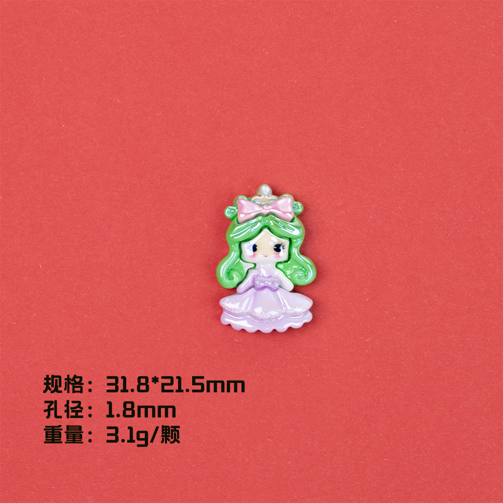 Glossy Pastel Princess Resin Beads Glossy Pretty Figures 10pcs 8