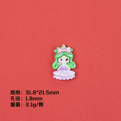 Glossy Pastel Princess Resin Beads Glossy Pretty Figures 10pcs 8