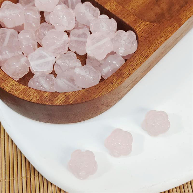 Imitation Jade Five-Petal Resin Beads 12mm Translucent Pastel 10pcs 9