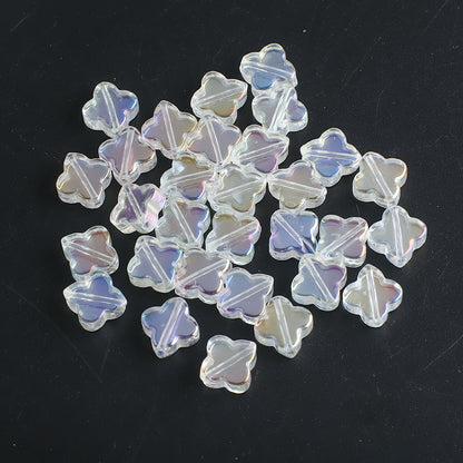 Electroplated Clover Glass Beads 10mm Metallic Colors 30pcs 7
