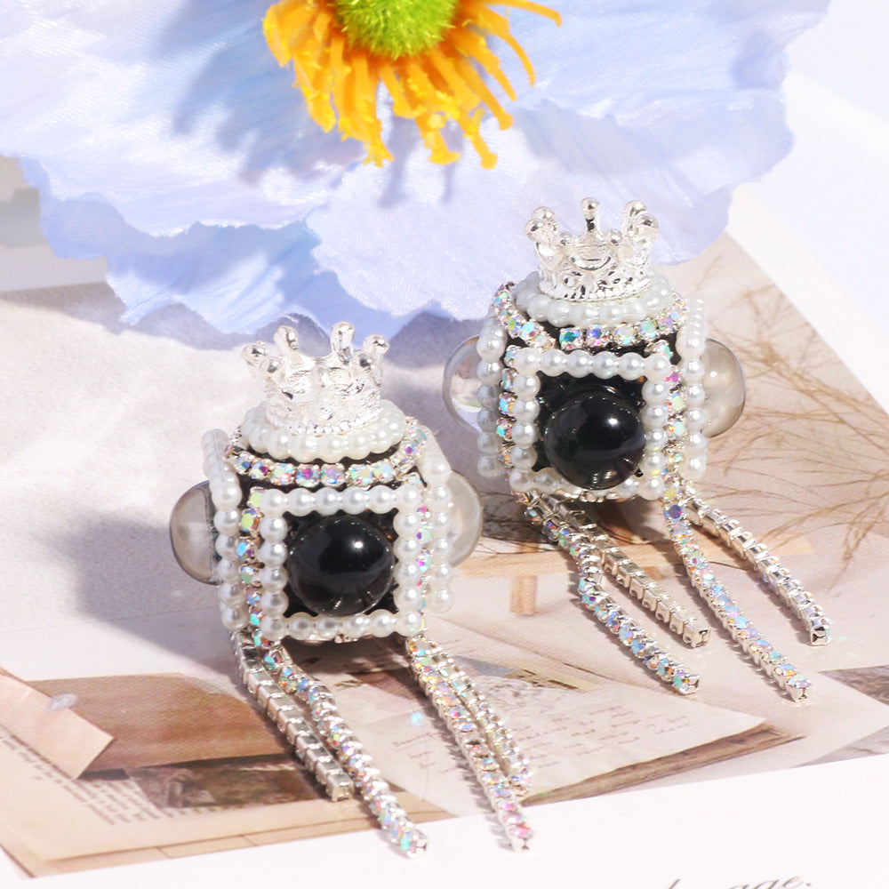 Polymer Clay Cube Rhinestone Beads 21mm Tassel Decorative 10pcs 6