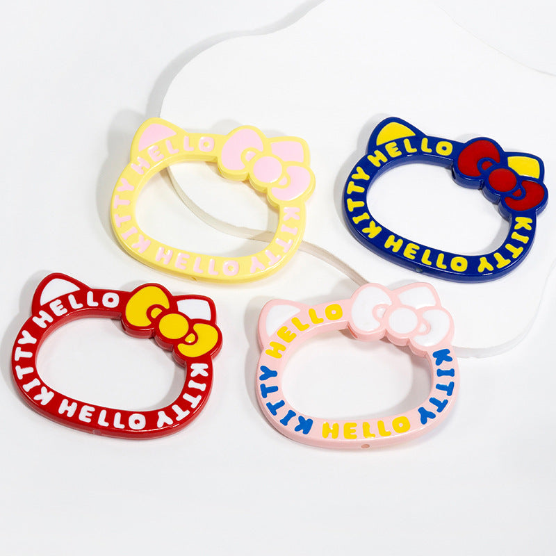 Painted Hello Kitty Acrylic Beads 72mm Colorful Bezel Frame 10pcs 2