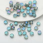 Flat Rose Glass Beads 6mm Iridescent Plating Floral Cube 50pcs 14