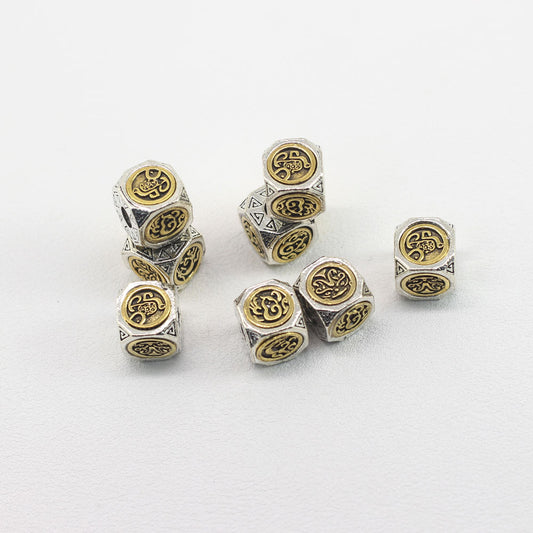 Square Metal Beads 11mm Mythical Creature Antique Silver Gold Tone 10pcs 2