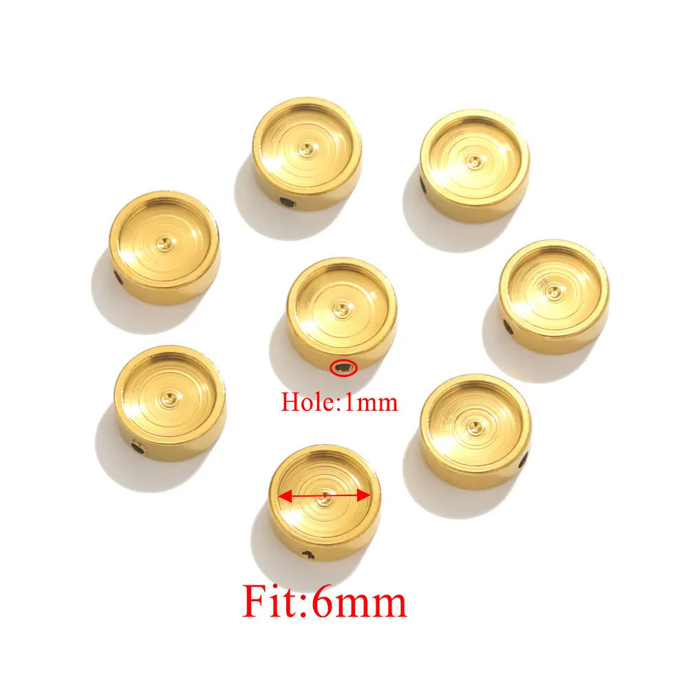 Stainless Steel Round Flat Metal Beads 6/8/10mm Concave 10pcs 9