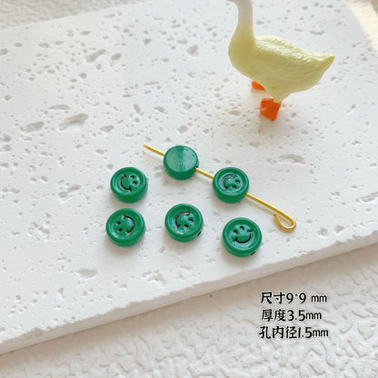 Round Metal Beads Baking Painted Smiling Chocolate Series 20pcs 33