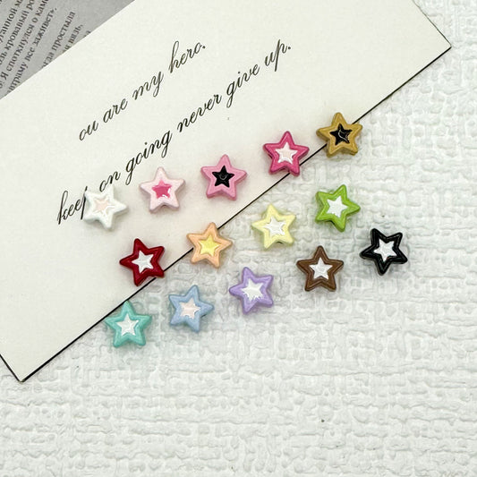 Pentagram Metal Beads 8mm Two-Color Baked Paint Finish 20pcs