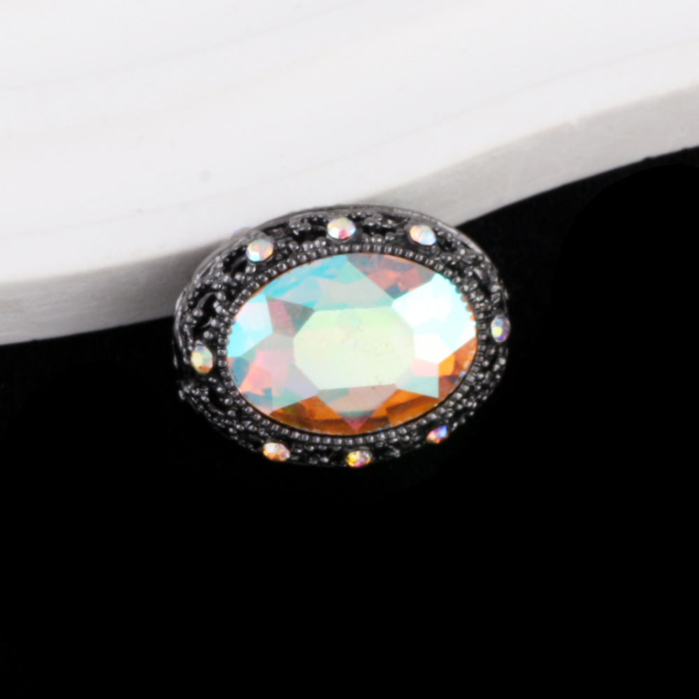 Double-Sided Heart Rhinestone Beads 24mm Vintage Alloy 10pcs 16