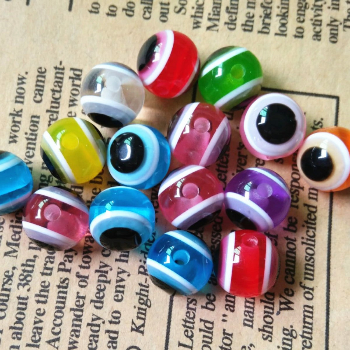 Striped Evil Eye Resin Beads 6-12mm Glossy Multicolor 500pcs 4