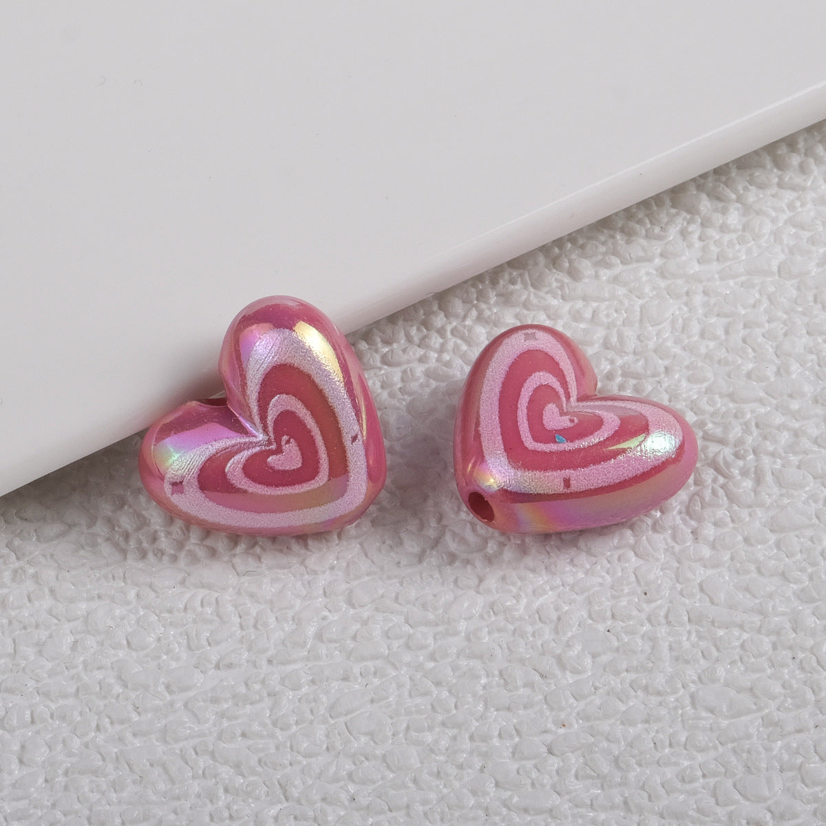 Plating Heart Acrylic Beads 18mm Spiral Pattern Glossy 50pcs 11