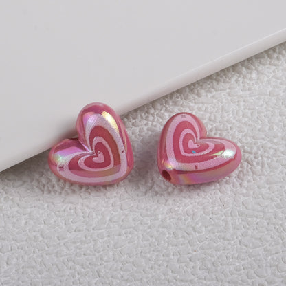 Plating Heart Acrylic Beads 18mm Spiral Pattern Glossy 50pcs 11
