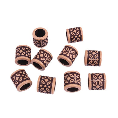 Clover Pattern Acrylic Beads 9mm Large Hole Rustic Wood Look 200pcs 4
