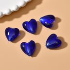Lampwork Heart Glass Beads 10-20mm Transparent Silver Foil Filled 2pcs 9