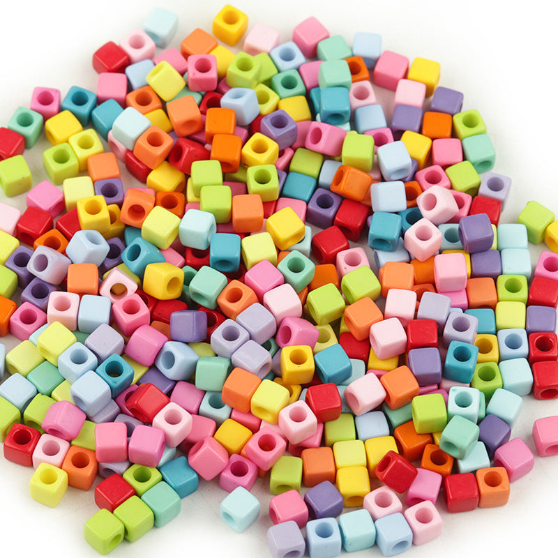 Solid Color Rounded Square Acrylic Beads 7mm Large Hole 100pcs 5