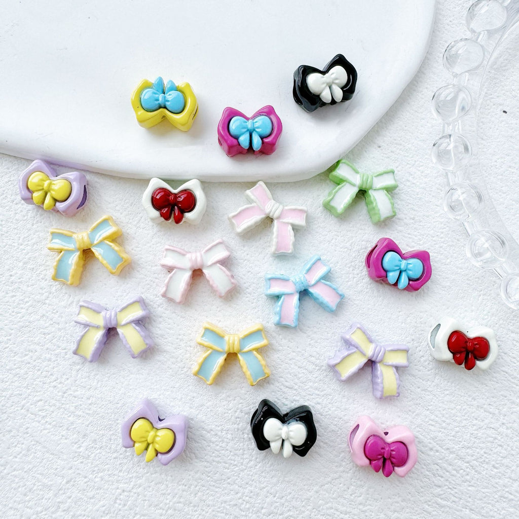Bow Metal Beads 14mm 16mm Baking Painted Two-Color Alloy 10pcs 2